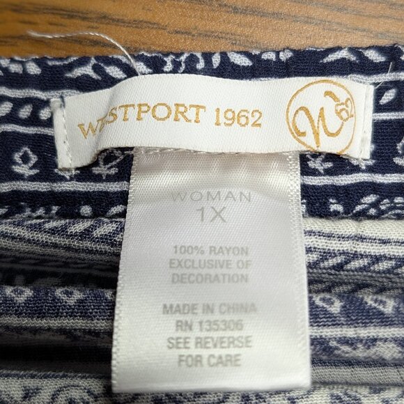 Westport Bohemian Blue and White Maxi Skirt Size 1X - Picture 6 of 7